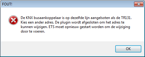 Foutmelding in ETS tijdens openen plugin